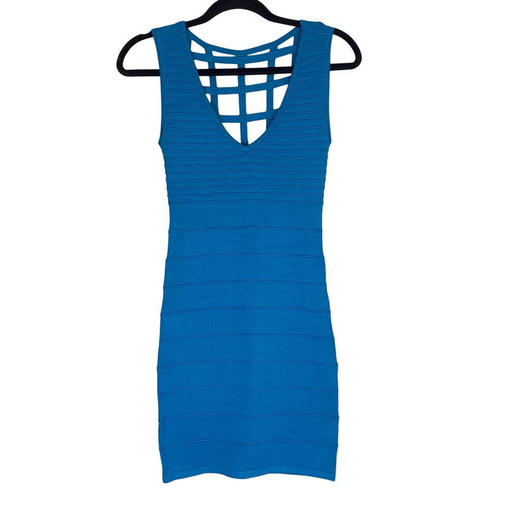 NEW Arden B Bandage Dress Womens Small Bodycon Blue Form Fitting Mini Y2K